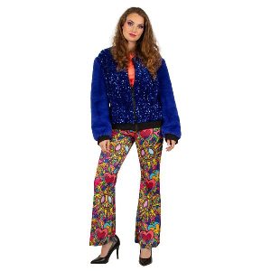 Jas met pailletten en pluche kobaltblauw 48-50