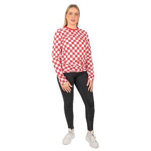 Dorustrui rood/wit geblokt lange mouw M