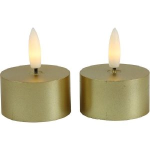 Countryfield LED theelicht rustiek 4cm-2st goud