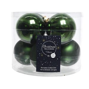 Kerstbal Glas 7cm 8 stuks – Groen