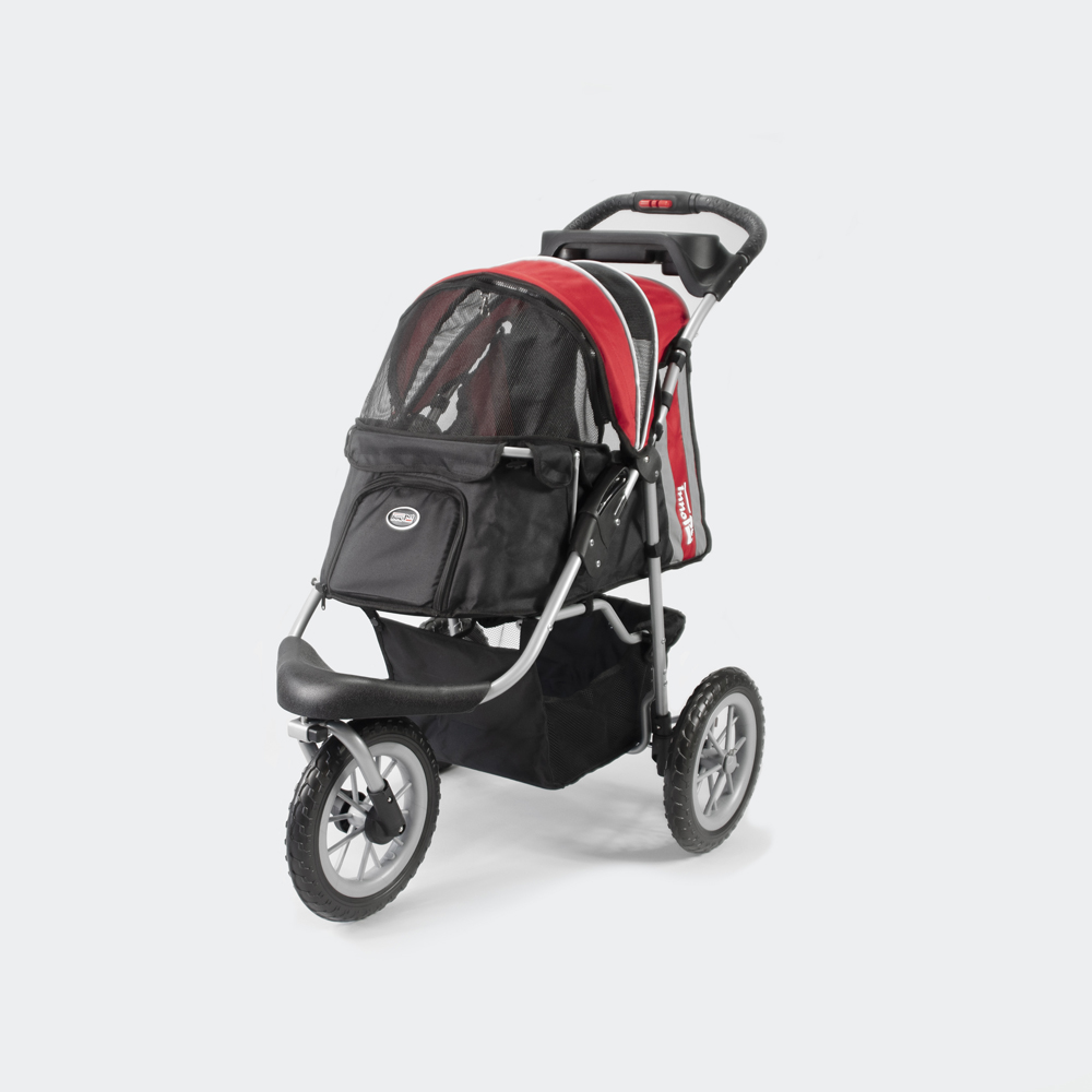 Supercomfortabele HONDENBUGGY Comfort EFA – kleuren zwart/zilver & zwart/rood